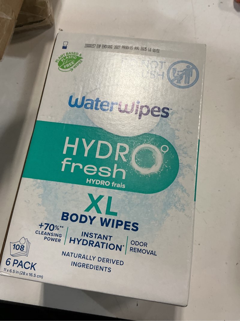 Condition photo showing New/Like New for (Exp:AUG/2027)WaterWipes HydroFresh Refresh Wipes, Stay Clean & Refreshed, XL Body Cleaning Wipe, Instant Cleanlin