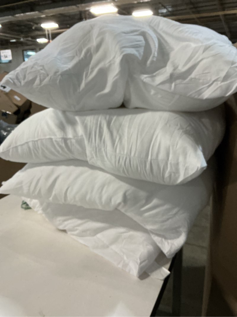 Condition photo showing As Is for Utopia Bedding Throw Pillows (Set of 4, White), 18 x 18 Inches Pillows for Sofa, Bed and Couch Decorative Stuffer Pillow 18x18 Inch 4