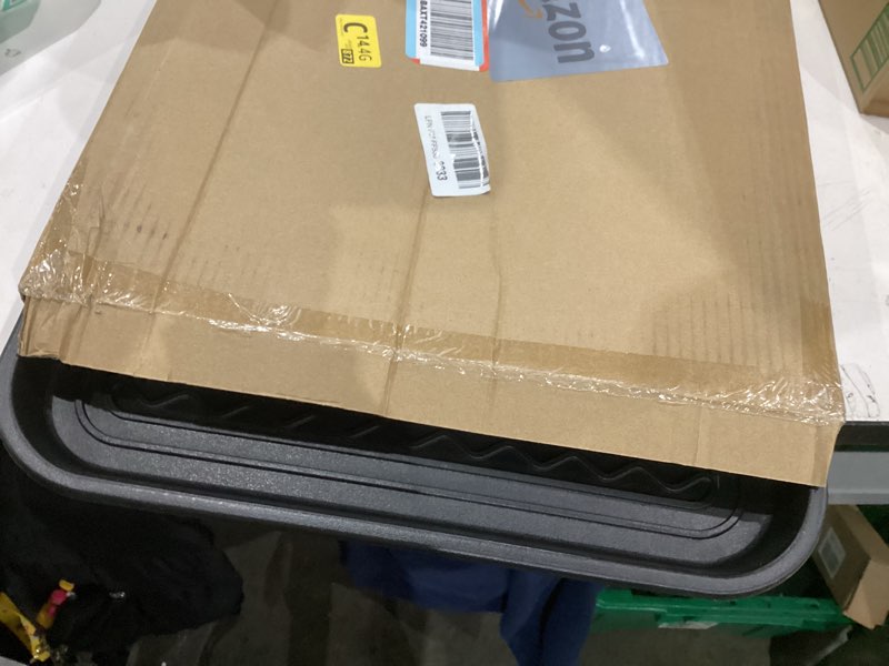 Condition photo showing As Is for All-Weather Indoor/Outdoor Boot Tray - Weather-Resistant Hard Plastic Shoe Mat with Raised Edge for Entryways, Decks, and Patios by Stalwart (Black) MEDIUM