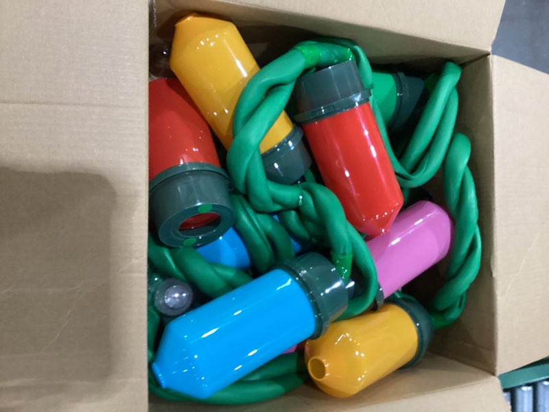 Condition photo showing As Is for Christmas Decorations - 17Ft Christmas Giant Socket String Lights, with C26 Waterproof Jumbo Multicolored Light Bulb for Outdoor Indoor Outside Holiday Yard Garden Decor, 10 Lights