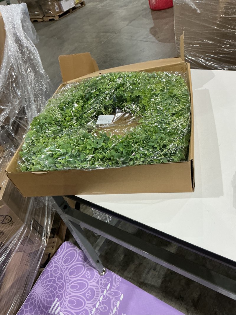 Condition photo showing Good Condition for 32'' eucalyptus wreath for front door - large artificial eucalyptus leaves with white seeds greenery outdoor wreath for porch,window,farmhouse,home,hanging decor- spring, summer, all seasons (green) 32"