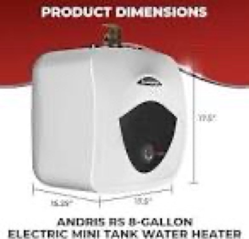 8 gallon capacity, 120-volt – ariston andris mini tank electric water heater – heating solution for under sink, rv, and compact spaces, smart boost for versatile heating, simple installation