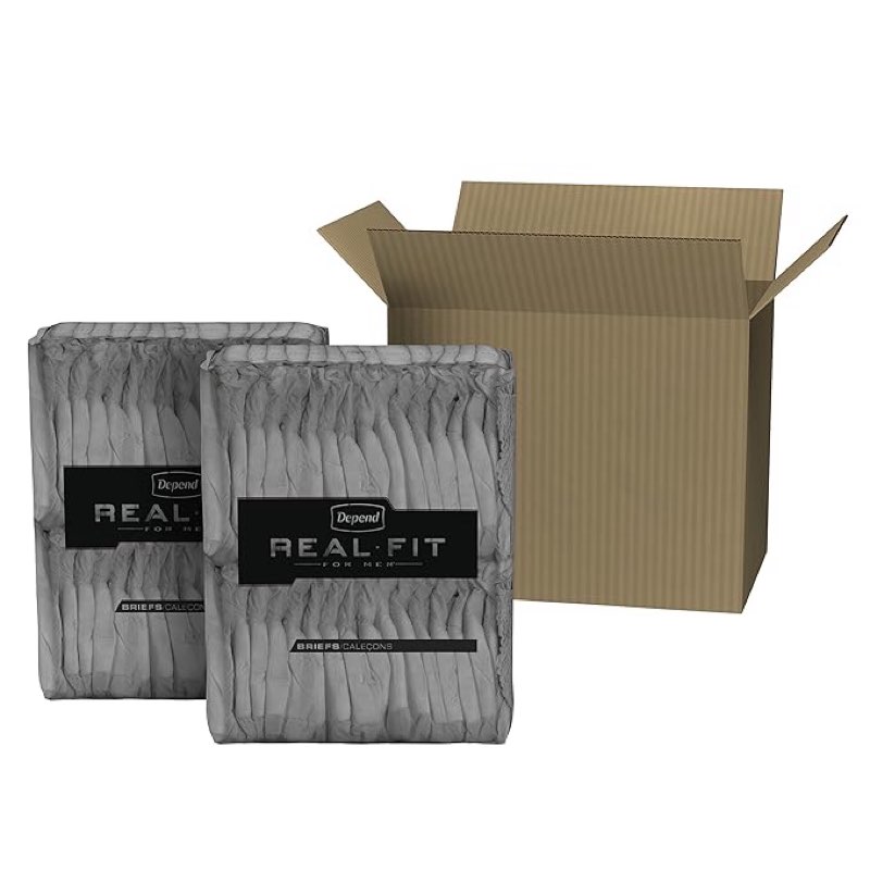 depend real fit for men incontinence maximum absorbency briefs, small/medium, 56 count small/medium 56