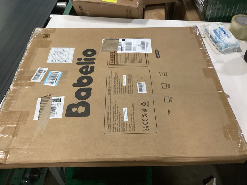 Condition photo showing New/Like New for babelio baby gate for stairs, kitchen & doorways, no bottom bar| one-handed operation| auto-close| hardware mount (drill needed) safety dog/pet gate (black - b17, 26-43" w, 28" h)