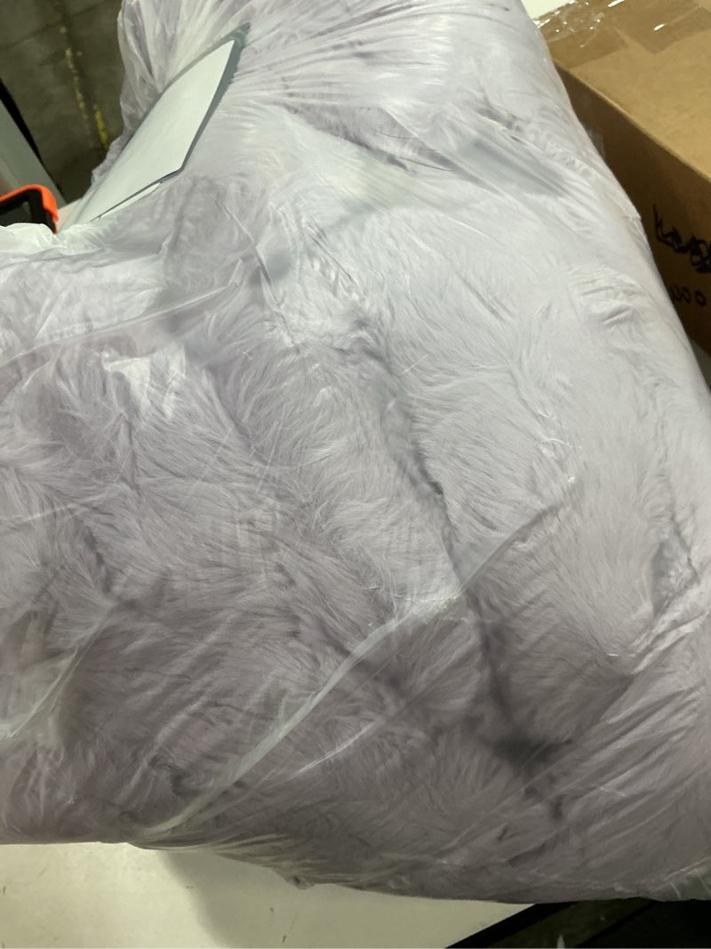 Condition photo showing Good Condition for l'agraty faux fur throw blanket: 60" x 80" luxury soft fluffy rabbit fur blankets twin for couch bed sofa - cozy plush bubble blankets for winter: flannel fleece decorative blanket(purple) purple 60" x 80"