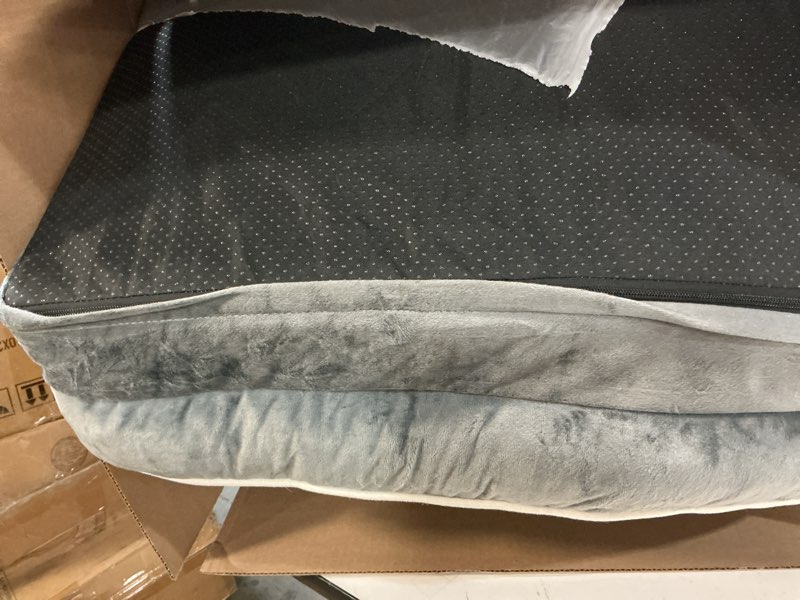 Condition photo showing As Is for eheyciga orthopedic dog beds for extra large dogs 44x32inch, waterproof memory foam xl pet bed with sides, non-slip and egg-crate foam big dog couch bed with washable removable cover, grey 44.0"l x 32.0"w x 6.5"th grey