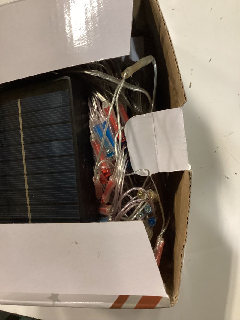 Condition photo showing As Is for dbfairy solar american flag lights outdoor,420 leds american flag net lights 6.5ft x 3.28ft super bright,memorial day decorations of the united states for independence/national/memorial day,july 4th