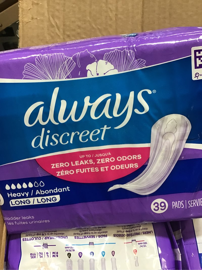 (4pcs) always discreet incontinence pads - heavy absorbency