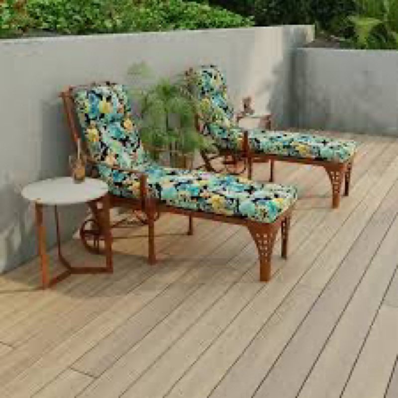 72" x 22" Outdoor Chaise Lounge Cushion with Ties and Loop