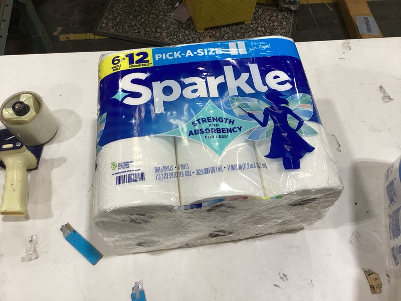 Condition photo showing New/Like New for Sparkle Pick-A-Size Paper Towels, 6 Double Rolls (660 Sheets Total) - Strong 2-Ply Towels for Kitchen Cleanup and Everyday Messes Double 110 sheet (6 Packs)