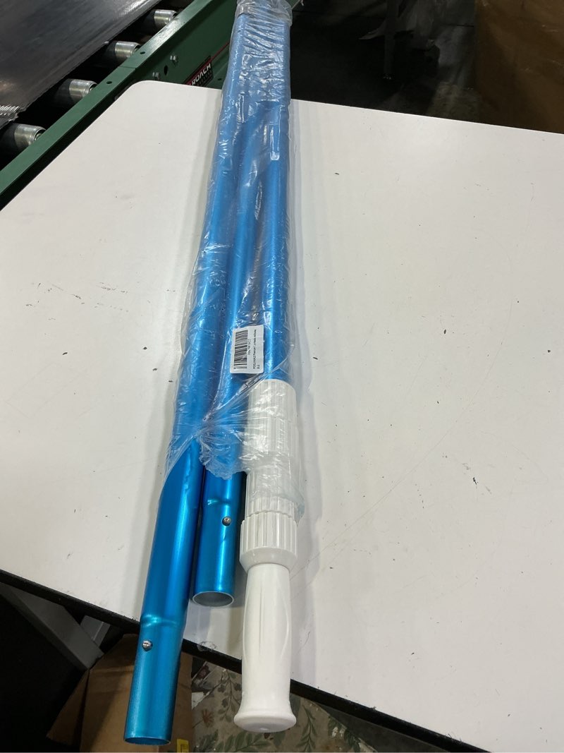 Condition photo showing As Is for poolwhale premium 15 foot telescopic swimming pool pole, adjustable 3 piece extendable pool cleaning pole, blue anodized aluminum - for skimmer nets, vacuum heads and brushes 15ft