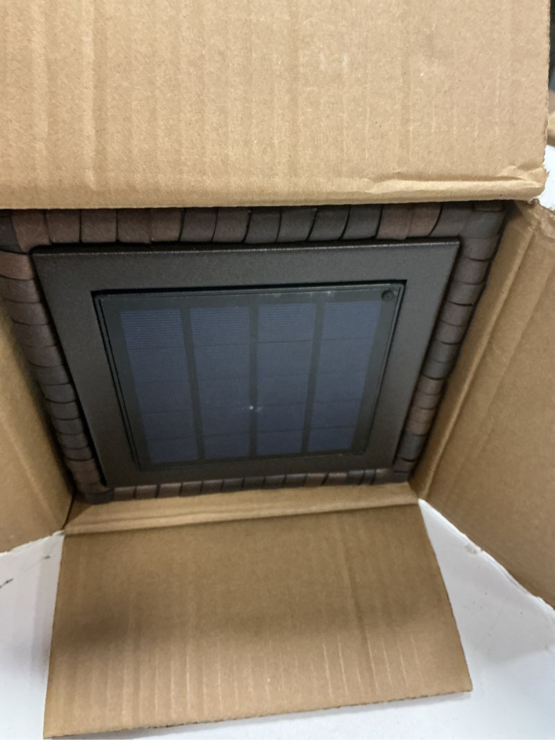 Condition photo showing As Is for GREEN MORE Rattan Solar Patio Lights,50 Lumen Auto-On/Off Outdoor Floor Solar Lamp, IP65 Waterproof with 8H Runtime for Garden Pathways & Landscape Lighting,Brown