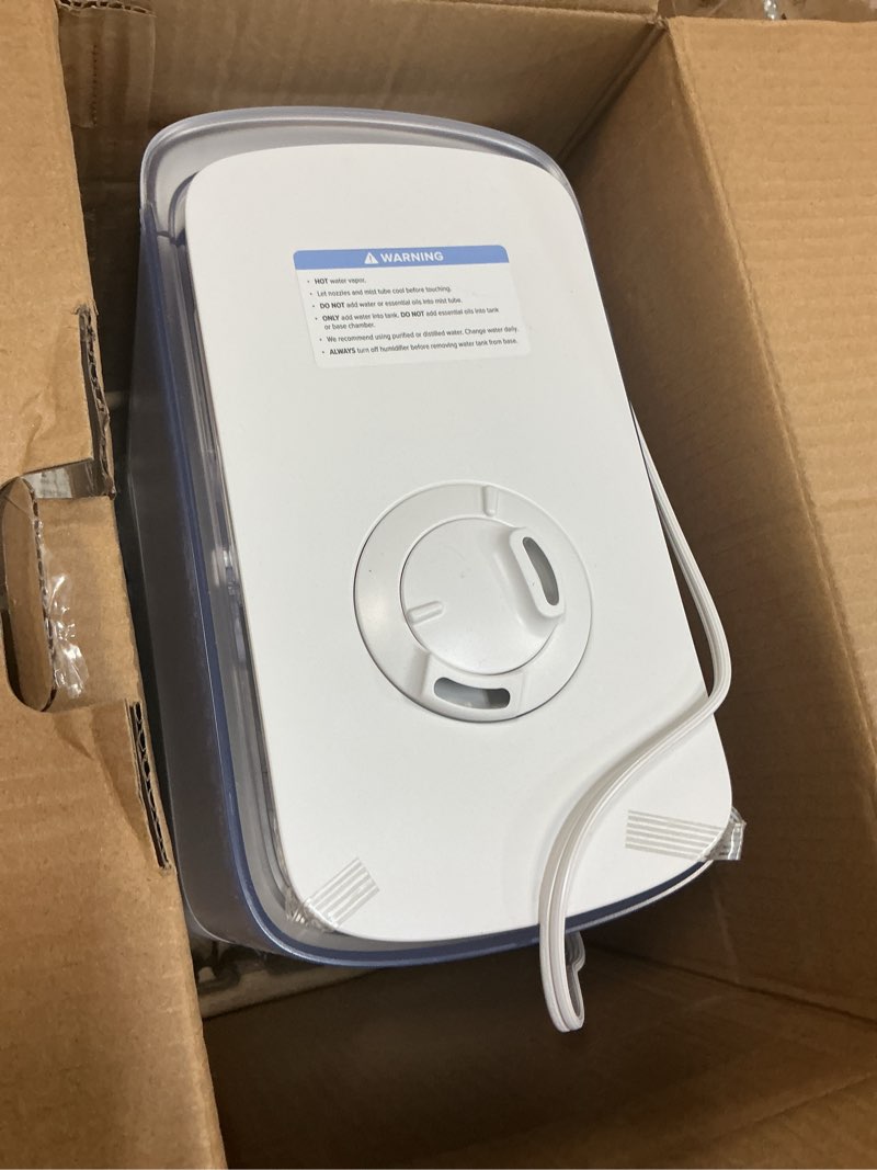 Condition photo showing As Is for LEVOIT Humidifiers for Bedroom Home, Smart Warm and Cool Mist Air Humidifier for Large Room, Auto Customized Humidity, Fast Symptom Relief, Easy Top Fill, Essential Oil, Quiet, OasisMist4.5L, White White 4.5L