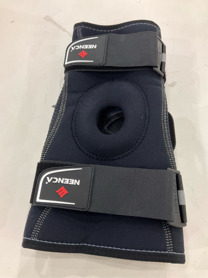 Condition photo showing New/Like New for NEENCA Professional Knee Brace for Knee Pain, Hinged Knee Support with Removable Dual Side Stabilizers, Strong Stability for Joint Pain Relief, Arthritis, Meniscus Tear, ACL, PCL, MCL, Runner, Workout XXX-Large Black-Single