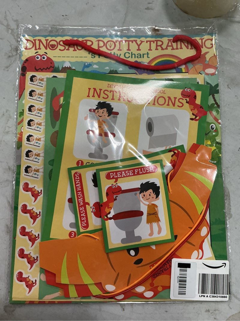 Condition photo showing New/Like New for potty training chart for toddlers, dinosaur design reward chart - 194 cool stickers, 2 fun crowns, motivational certificate, bonus instruction cards, booklet & erasable pen for boys and girls