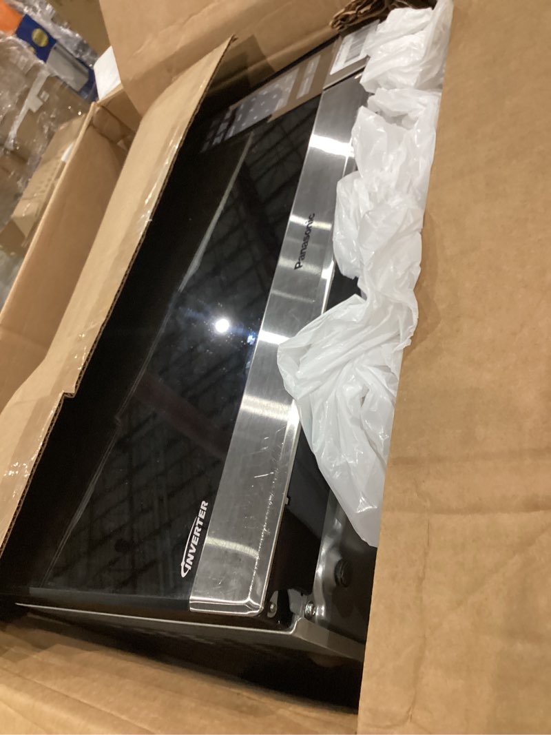 Condition photo showing As Is for panasonic microwave oven nn-sn686s stainless steel countertop/built-in with inverter technology and genius sensor, 1.2 cubic foot, 1200w