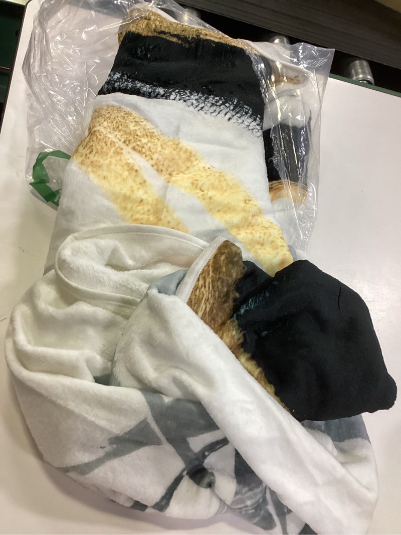 Condition photo showing As Is for SPBL&L Black White and Gold Throw Blanket, Minimalist Modern Ink Line Throw Blanket for Bed Couch Bedroom Living Room, Modern Room Home Decor Boho-black Gold