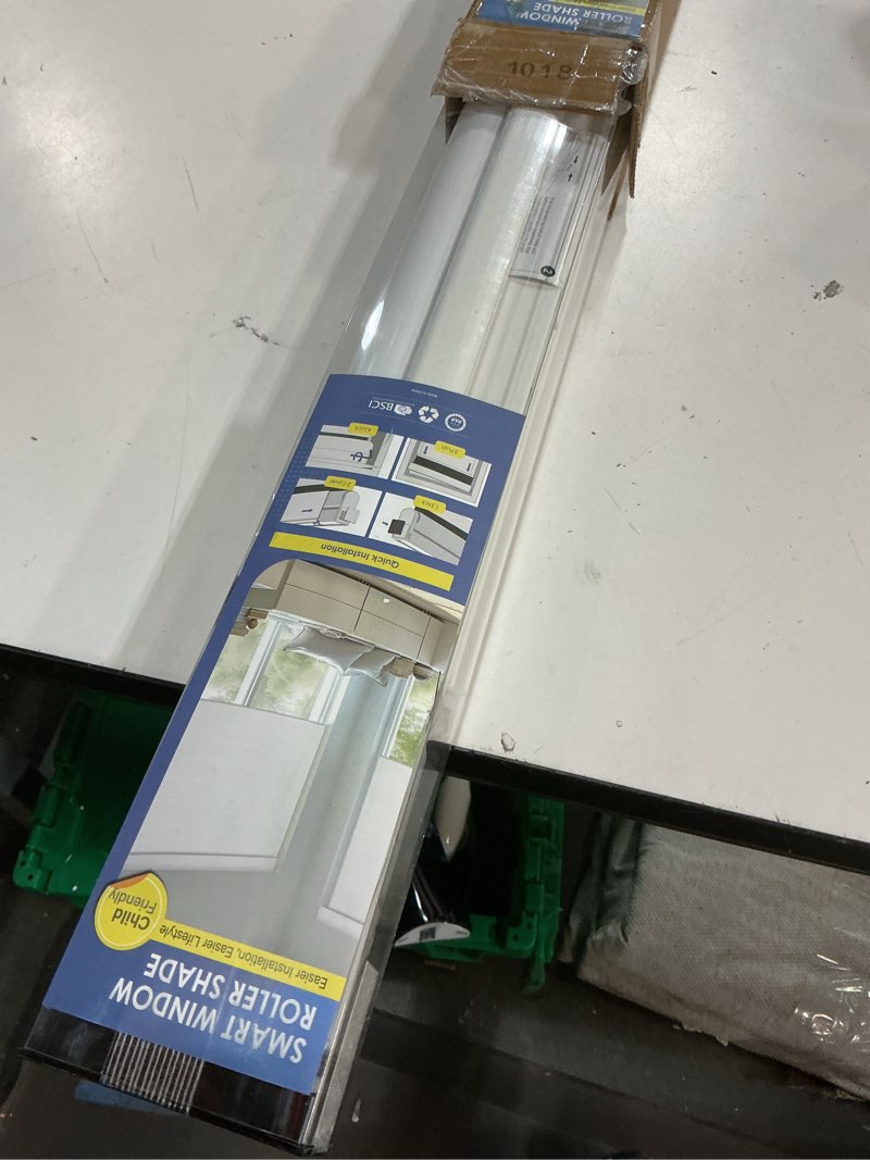 Condition photo showing Good Condition for smart motorized blinds with remote, cordless no-drill automatic roller shades, blackout electric blind for windows, white, 33.5 x 72 33.5"w x 72"h white