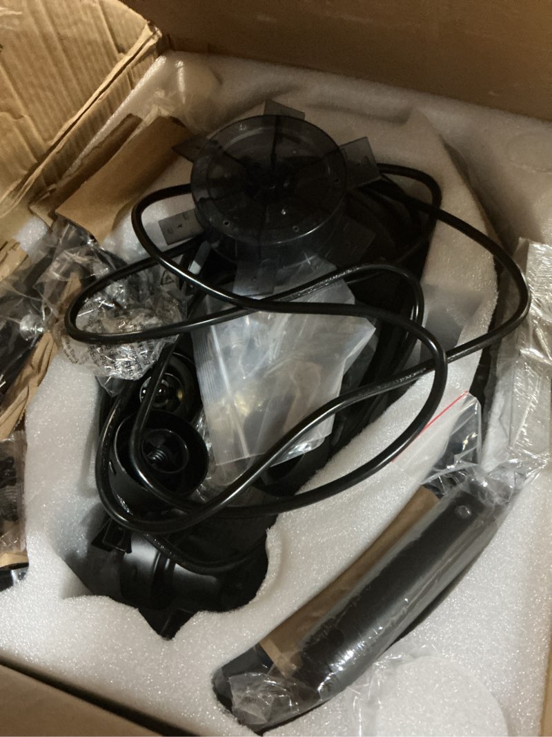 Condition photo showing As Is for lediary 22" outdoor ceiling fans with light, waterproof gazebo fan with hanging hook, plug in ceiling fan with remote,caged ceiling fan with 6 speed timer for patio, porch, pergola, black black with light