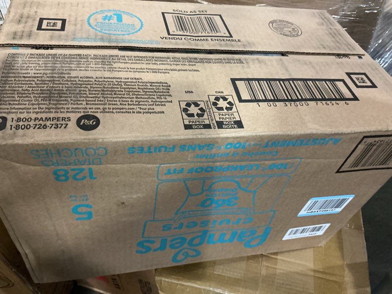 Condition photo showing New/Like New for pampers diapers - cruisers 360 - size 5, 128 count, babyproof up to 100% leakproof pull-on diaper size 5 128