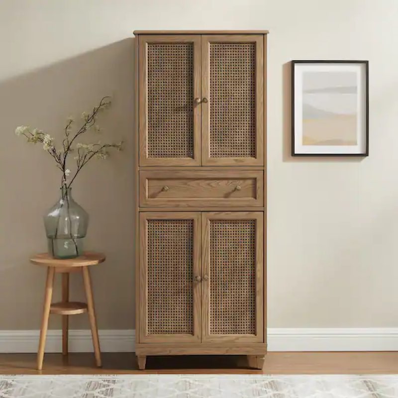Incomplete Yeyawomy  Kitchen Pantry Storage Cabinet, Freestanding Pantry Cabinet, Tall Cabinets with Doors and Shelves,Freestanding Cupboard with Adjustable Shelves for Dining Room，Natural