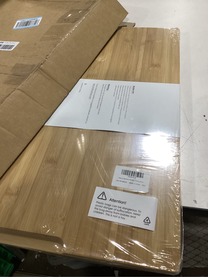 Condition photo showing Good Condition for 24" Bamboo Cutting Boards for Kitchen, Extra Large Wood Cutting Board with Deep Juice Groove and Handle Heavy Duty Chopping board, Kikcoin, 24" x 18" 24"L x 18"W