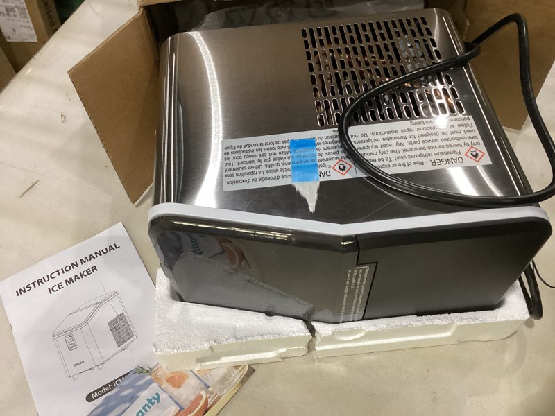Condition photo showing Good Condition for aeitto ice maker countertop 26lbs/24h, ice machine 8 ice cubes ready in 6 mins, 2 sizes of bullet ice portable ice makers with basket & scoop, auto self-cleaning for home/kitchen/office stainless 26lbs silver 1