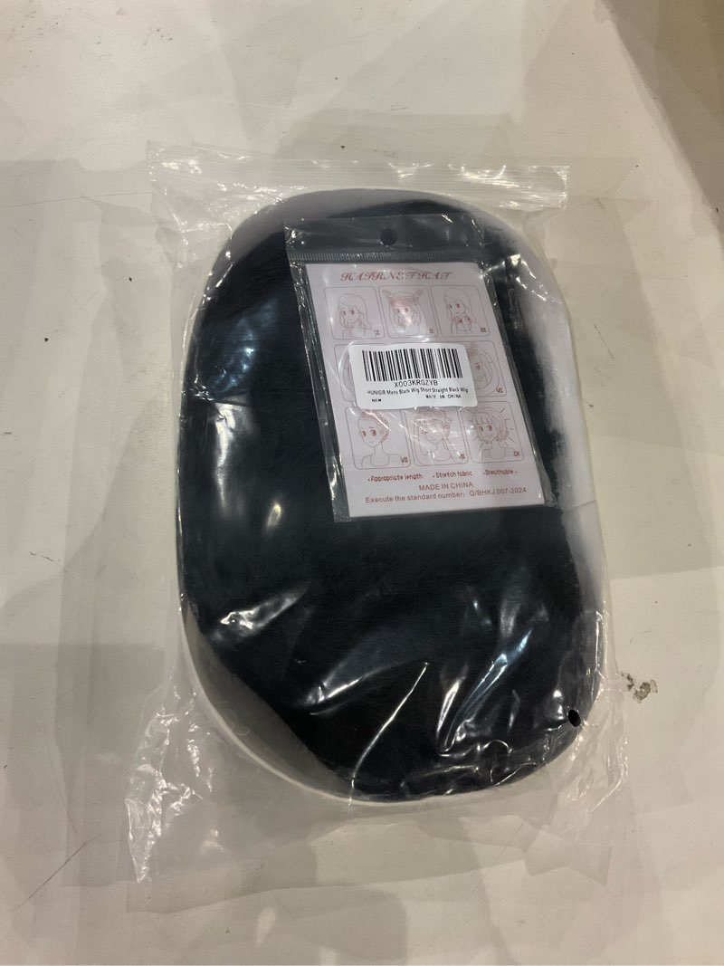 Condition photo showing New/Like New for Mens Black Wig Short Straight Black Wig Layered Male Heat Resistant Synthetic Hair Replacement