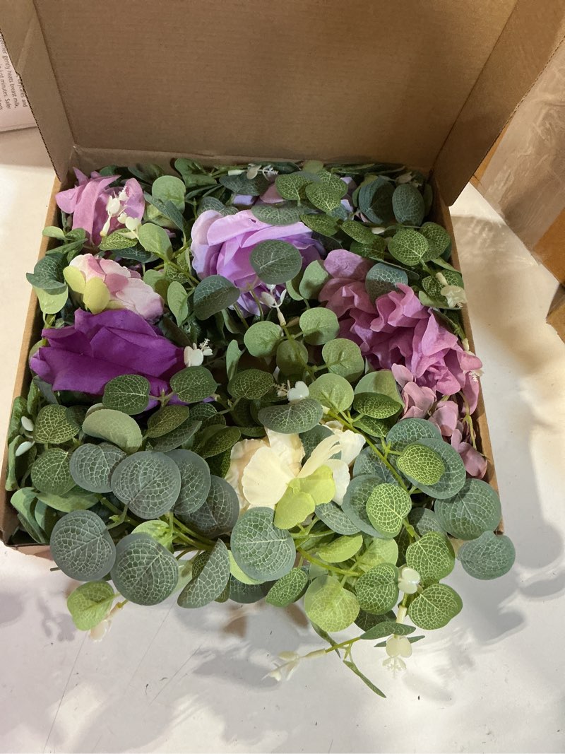Condition photo showing Good Condition for waipfaru flower garland, 6.07ft eucalyptus garland with flowers, silk rose floral vines for wedding reception table mantle decor (purple) purple-6.07ft 1 pack