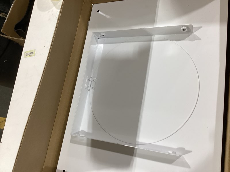 Condition photo showing Good Condition for 8 Inch Dryer Vent Cover Outside, Roof Vent Cap, Wall Vent Cover Outdoor Hooded Wall Vent with Backdraft Damper for Dryer Kitchen Bathroom Range Hood HVAC Duct Vent, Galvanized Steel 8 Inch White