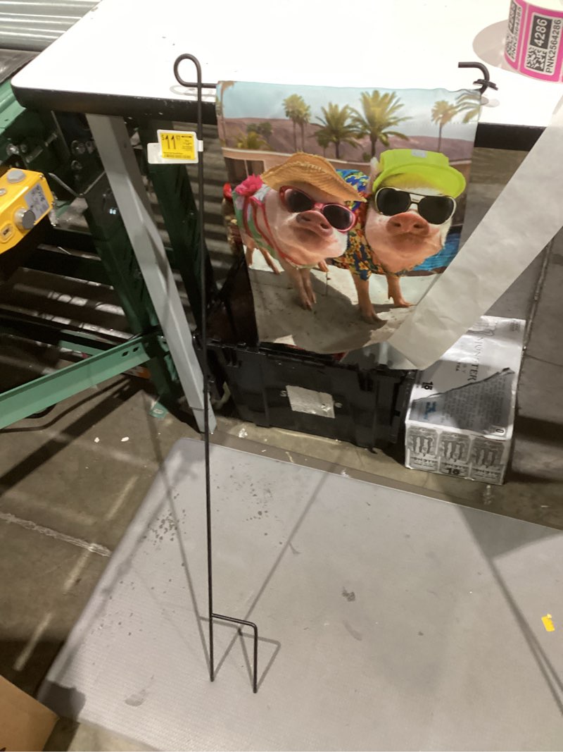 Condition photo showing Good Condition for Decorative garden pig flag with stand