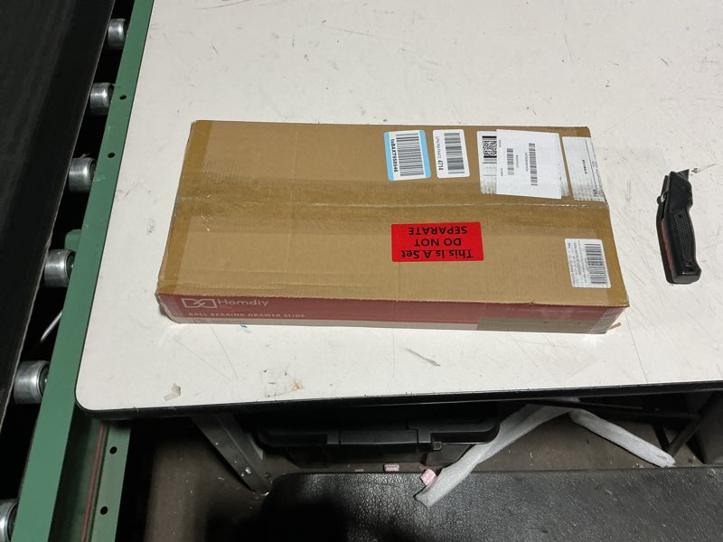 Condition photo showing New/Like New for homdiy 10 pcs 16 inch heavy duty center mount drawer slides for cabinet and dresser bottom mount dra
