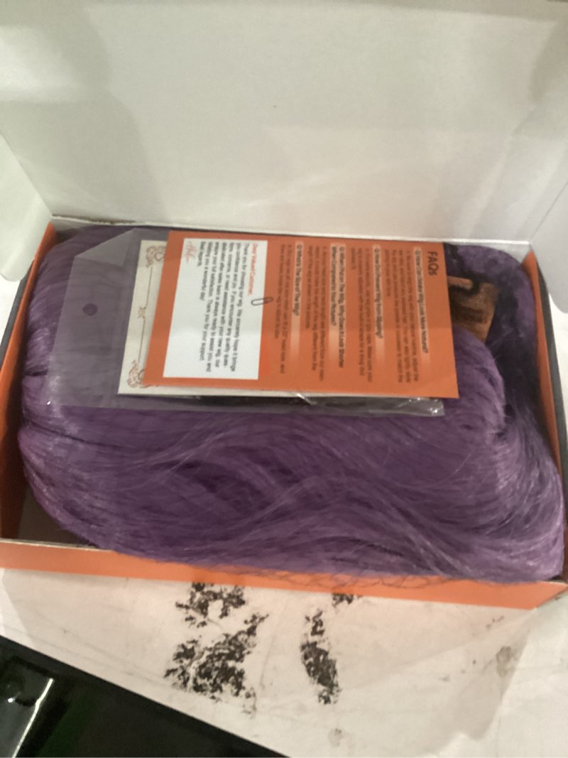 Condition photo showing Good Condition for haloo purple wigs with bangs - 20 inch long soft wavy natural looking synthetic heat resistant hair wig for women daily party, light purple light purple 20 inch