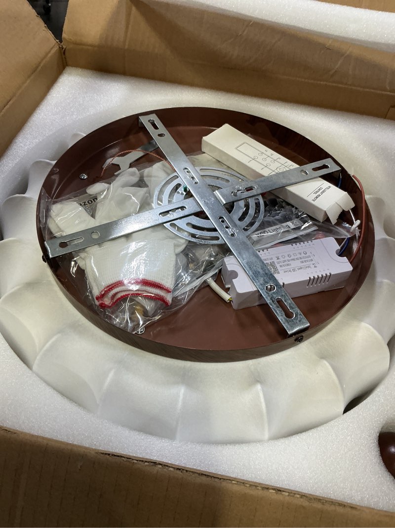 Condition photo showing As Is for KCO Lighting Silk Semi Flush Mount Ceiling Light Fabric Flush Mount Light Fixture White Large Chandeliers Boho Bedroom Chandelier Ceiling Light Japanese Style Ceiling Lamp White-B-40cm