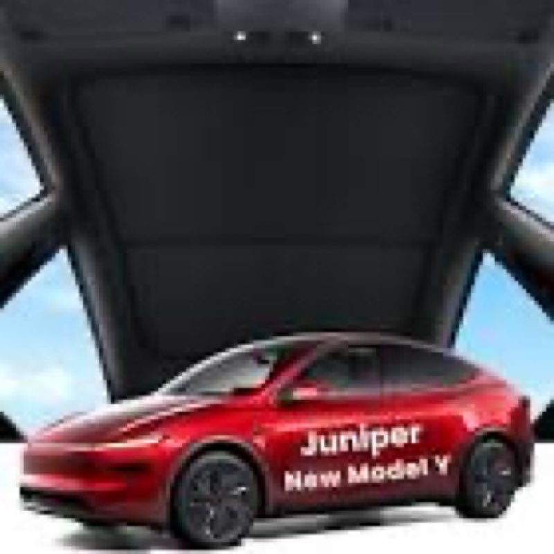 reevaa upgraded tesla model y new (juniper) sunshade roof [no gaps, no-sagging] tesla y accessories heat insulation foldable glass sunroof cover for model y juniper 2025-2026, 2pcs, black model y juniper (2025-2026) black