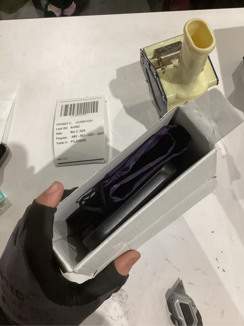 Condition photo showing New/Like New for ast double door lockout device, french door reinforcement lock with 3 keys, lockout to double door knobset and handleset, childproof door lock, premium version (matte black with keyed differ)