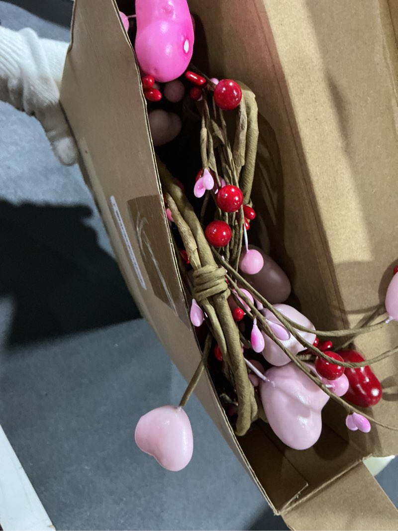 Condition photo showing Good Condition for 5.2 ft Valentine's Day Heart Berry Garland for Mantel Pastel Artificial Red Pink Heart Garland Candy Valentine's Day Berry Picks Decor for Mantel Fireplace Table Centerpiece(Pink)