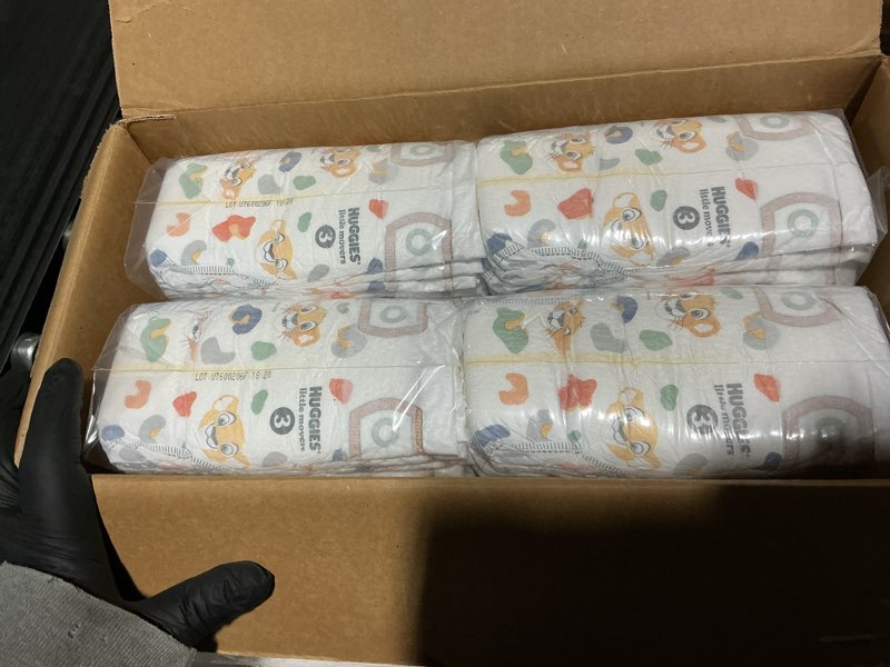 Condition photo showing Good Condition for Huggies Size 3 Diapers, Little Movers Baby Diapers, Size 3 (16-28 lbs), 136 Count, Packaging May Vary