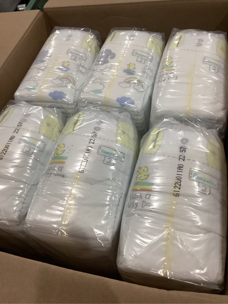 Condition photo showing New/Like New for pampers swaddlers diapers, size 2 (10-22 lbs), 186 count, absorbent, keeps baby dry and comfortable, skin safe disposable baby diaper (packaging may vary) size 2 186