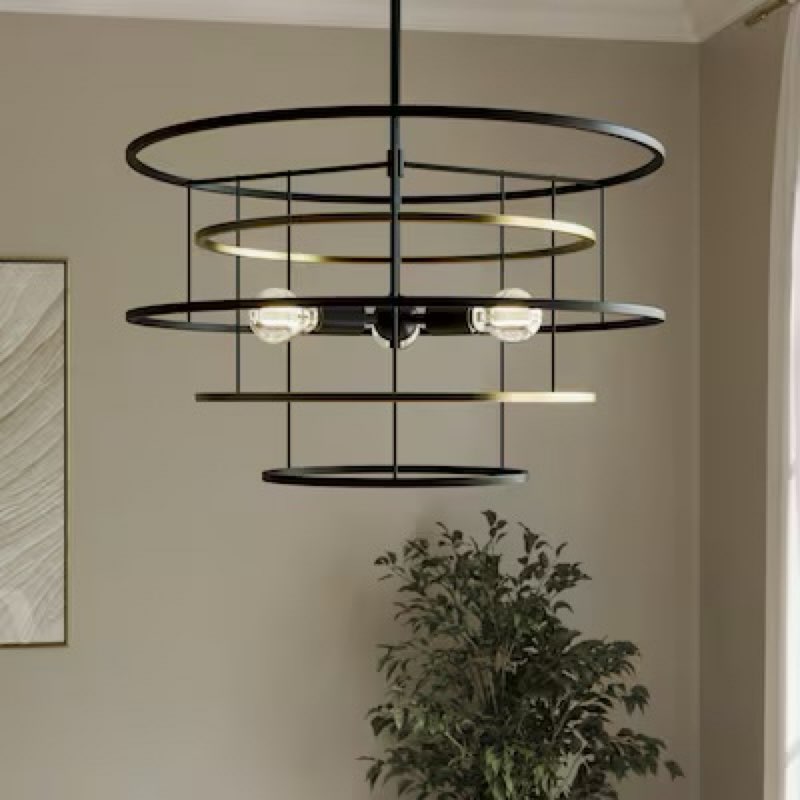 origin 21 lenox 3 -light matte black and vintage brass modern/contemporary cage geometric