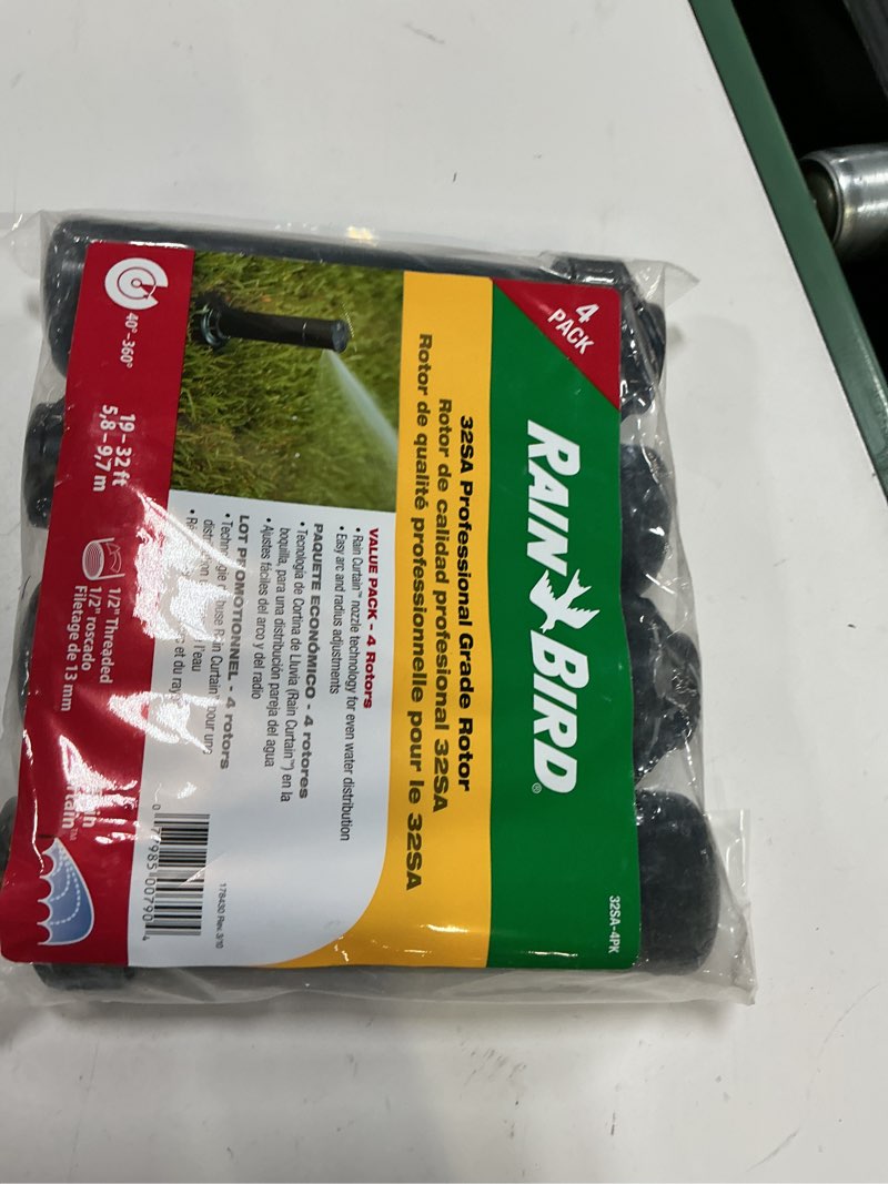 Condition photo showing New/Like New for rain bird 32sa/4pks simple adjust 32sa gear drive rotor, adjustable 40° - 360° pattern, 19' - 32' spray distance, 4-pack 19' - 32' 4-pack