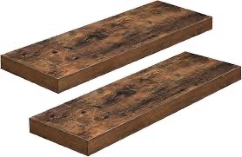 VASAGLE Floating Shelf Set of 2, for Photos, Decorations, in Living Room, Kitchen, Hallway, Entryway, Bathroom, Rustic Brown ULWS026X02