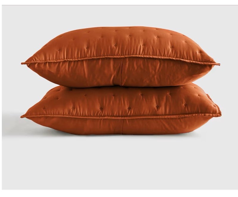 quince 100% viscose from organic bamboo standard quilted sham 20”x26” terracota
