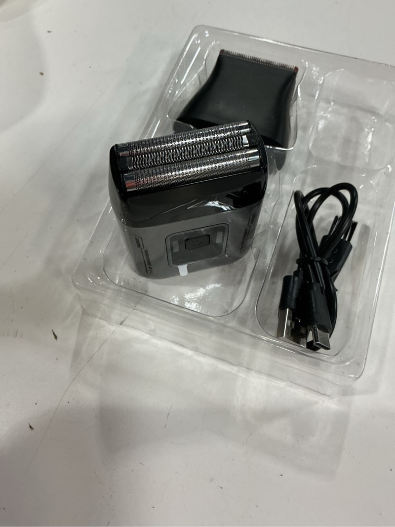 Condition photo showing As Is for Cordless Foil Shaver for Men: Dual Replacement Heads (Foil + Trimmer), High-Speed 6000RPM,USB-C Rechargeable, IPX6 Waterproof Battery Display & Travel-Friendly/Home Use Gray