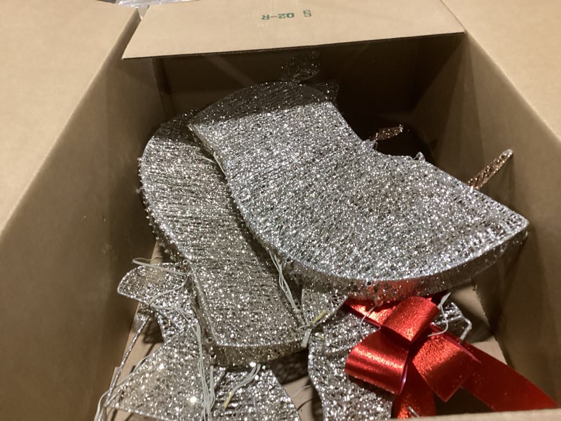 Condition photo showing As Is for 48 Inch 2.5D Gold Lighted Christmas Deer Decorations 3-Piece Outdoor Holiday Decorations Reindeer Set with 145 Warm White LEDs, Large Yard Display for Garden, Storefront SDL-2D-001