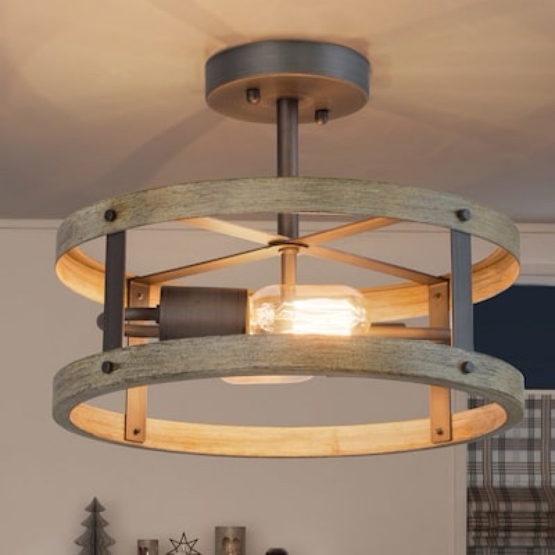 LNC Aulus 2 -Light 13-in Brushed Brown Semi Flush Mount Light