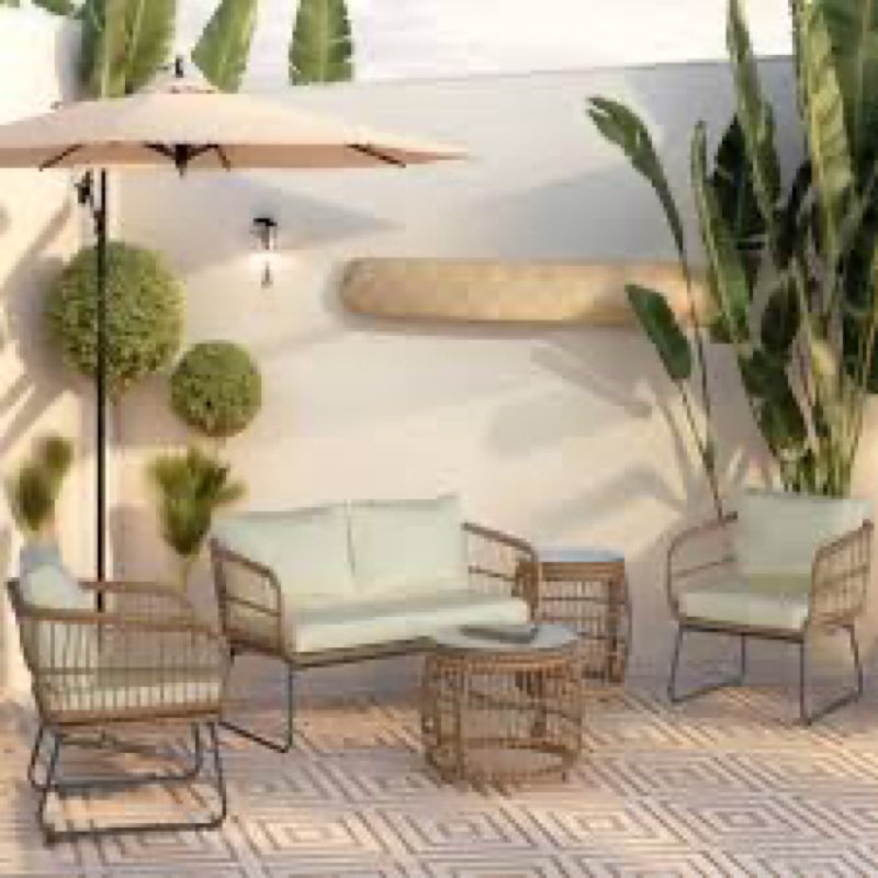 incomplete 4-Person Outdoor Patio Seating Group with Cushions & 2 Coffee Table