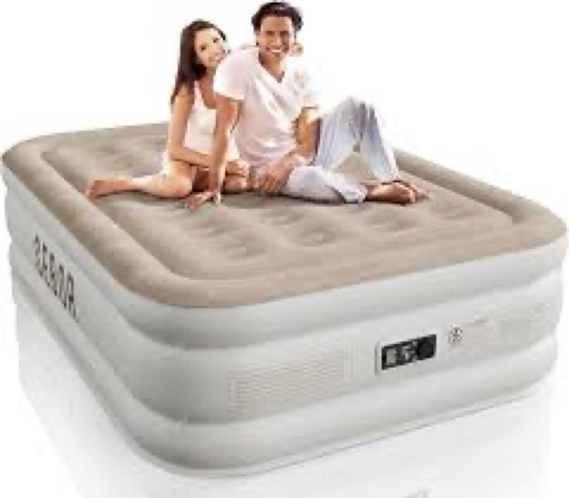 sebor air mattress queen with built-in pump 18", comfortable self-inflating air mattress with high-s