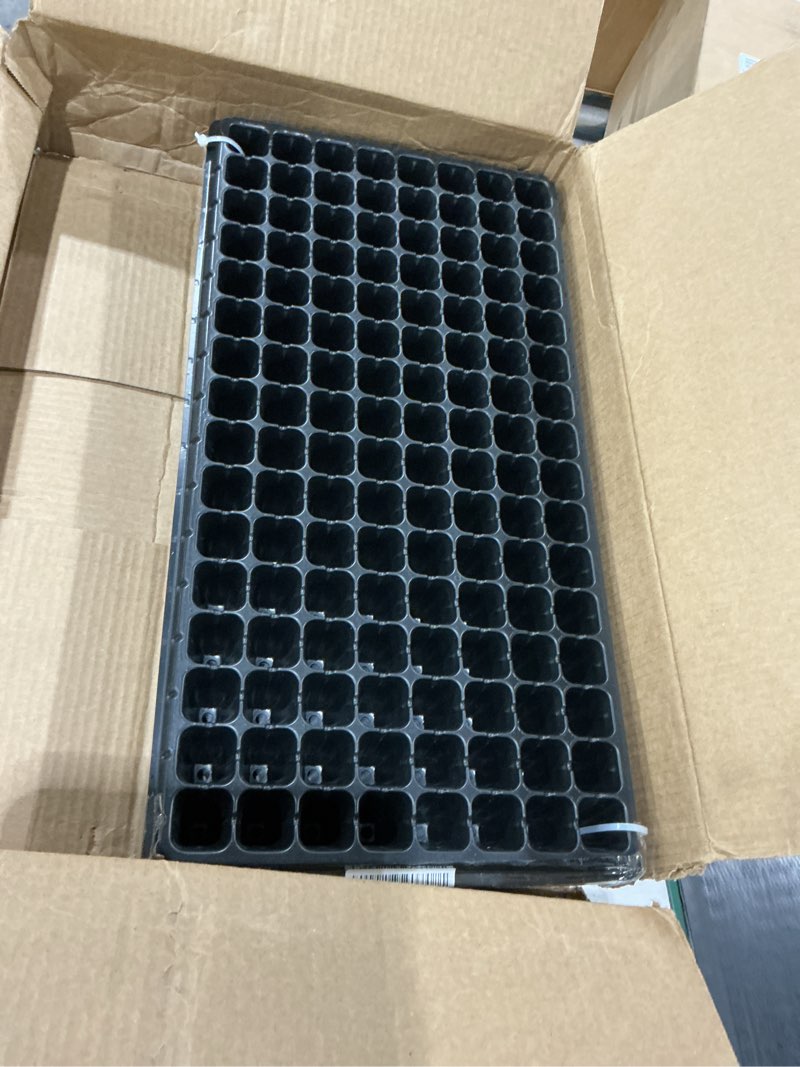 Condition photo showing New/Like New for 10pcs 128 cell seed starter trays, thick durable nursery 128 cell plug tray seedling flat plastic shallow tray for td538 1020 trays (21.26", 11.02", deep 1.89"), ggbq128 black-128c 128c-l-10p