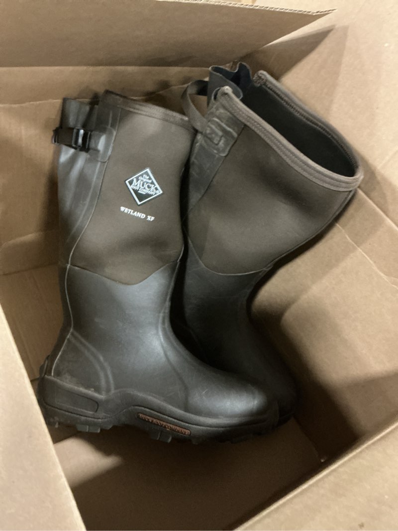 Condition photo showing As Is for MUCK Men's Wetland Wide Calf Boot, Brown, Size 12(M)